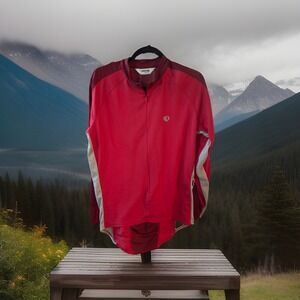 Pearl Izumi Men's Cycling Shirt Red Size XL Pullover 3/4 Zip Long Sleeve